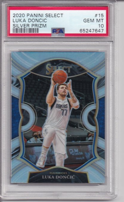 2020 PANINI SELECT #15 LUKA DONCIC SILVER PRIZM PSA 10