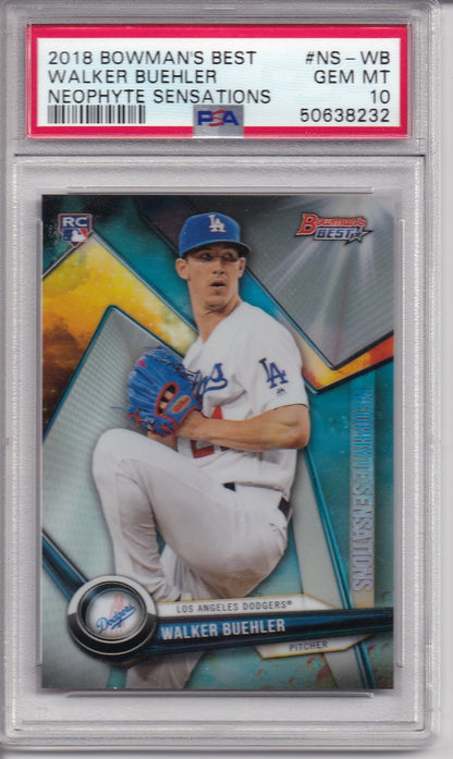2018 BOWMAN'S BEST NEOPHYTE SENSATIONS #NS-WB WALKER BUEHLER NEOPHYTE SENSATIONS PSA 10