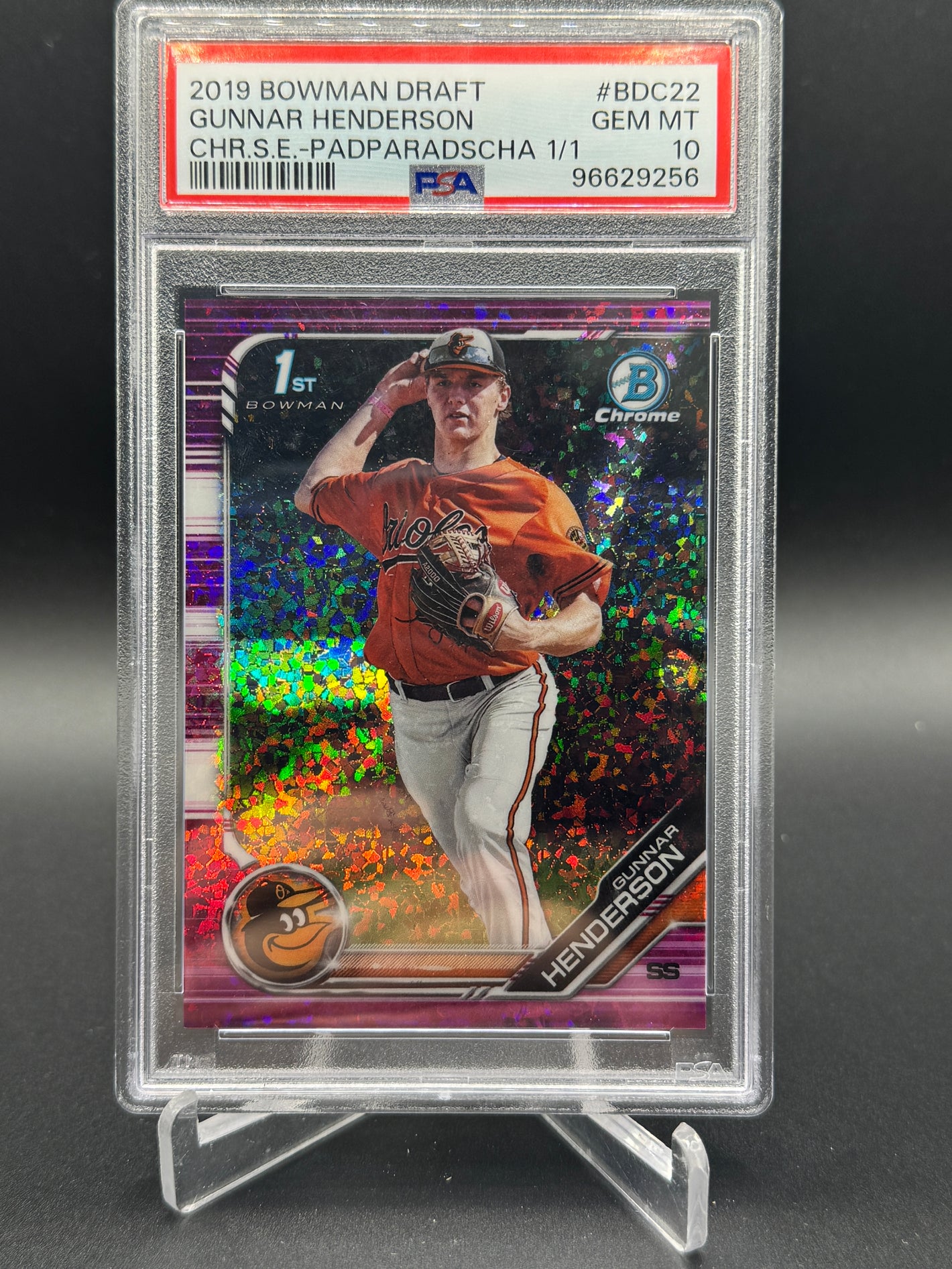 2019 Bowman Draft Sapphire Gunnar Henderson Padparadscha 1/1 PSA 10 PC