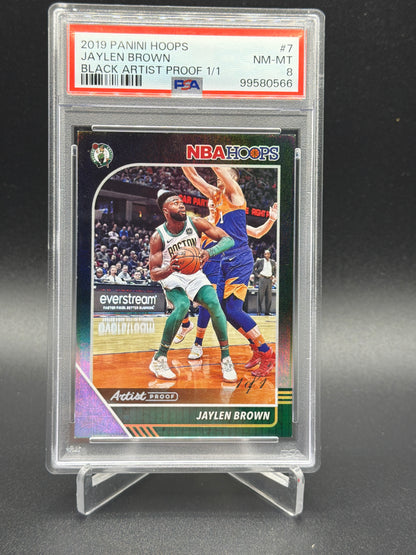 2019-20 Hoops #7 Jaylen Brown Artist Proof Black 1/1 PSA 8