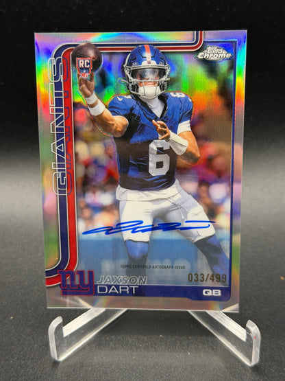 2025 Topps Chrome #RA-JD Jaxson Dart Chrome Rookie Autographs Refractor #/499