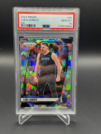 2024-25 Panini Prizm #89 Luka Doncic Prizms Ice PSA 10