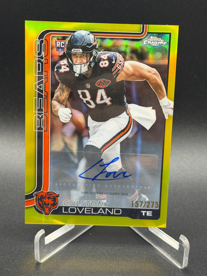 2025 Topps Chrome #RA-CL Colston Loveland Rookie Auto Yellow Refractor #/275