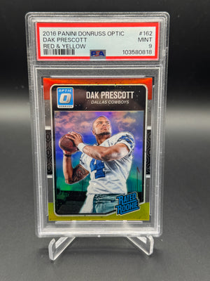 2016 Donruss Optic #162 Dak Prescott Red and Yellow PSA 9