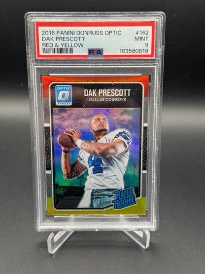 2016 Donruss Optic #162 Dak Prescott Red and Yellow PSA 9