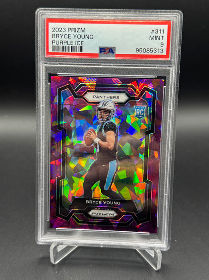 2023 Panini Prizm #311 Bryce Young Rookie RC Purple Ice PSA 9 #/225