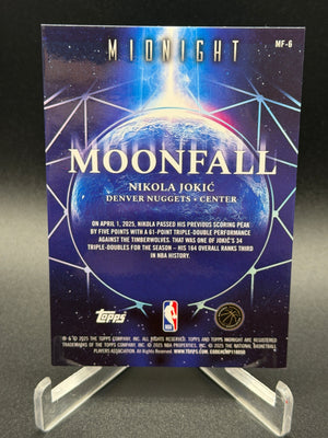 2025-26 Topps Midnight #MF-6 Nikola Jokić Moonfall Summer Solstice #/50