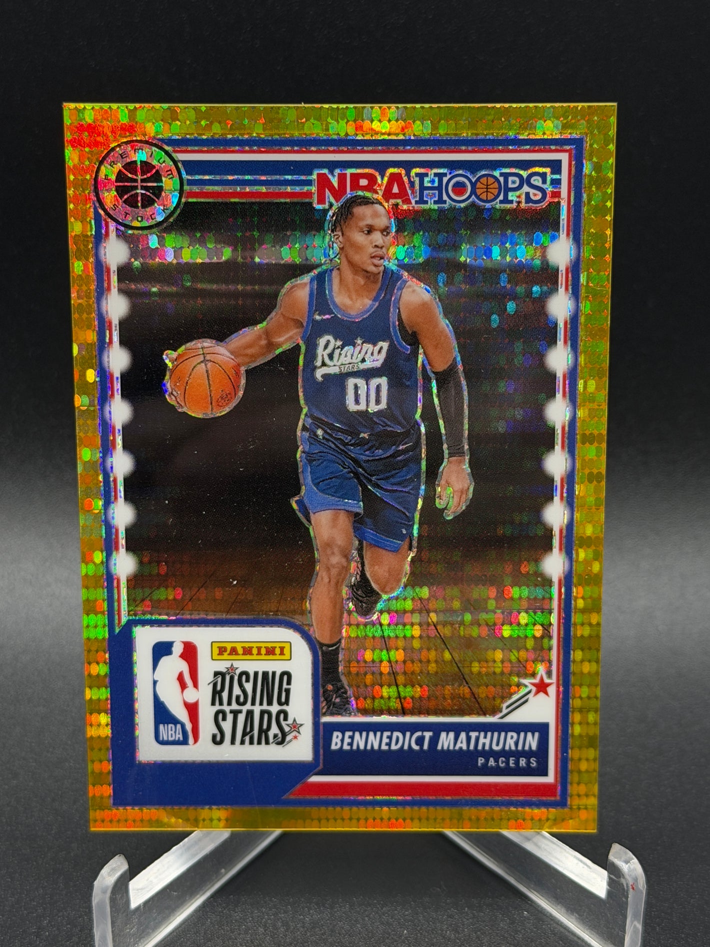 2023-24 Hoops Premium Stock #286 Bennedict Mathurin Gold Pulsar #/10