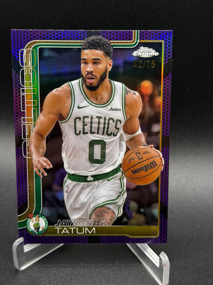 2025-26 Topps Chrome #49 Jayson Tatum Purple Basketball Refractor #/75