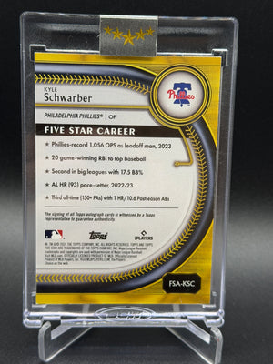 2025 Topps Five Star #FSA-KSC Kyle Schwarber Base Autographs Aqua #/75
