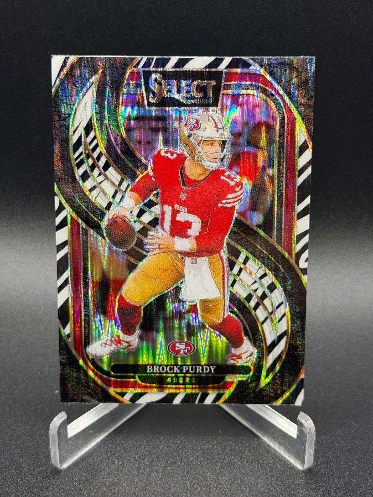 2024 Panini Select #124 Brock Purdy Zebra Prizm