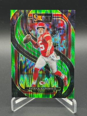 2024 Panini Select #120 Patrick Mahomes II Neon Green Prizm Shock #/499