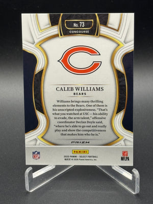 2025 Panini Select #73 Caleb Williams Zebra Prizm Shock