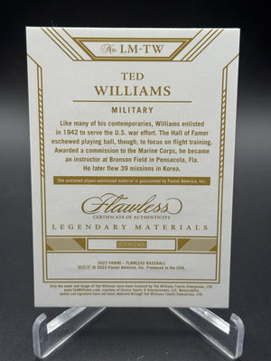 2023 Flawless #LM-TW Ted Williams Legendary Military Materials Sapphire /15