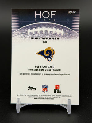 2025 Topps Signature Class #HOF-KW Kurt Warner HOF Signs Red Refractor Auto /25