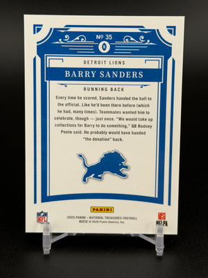 2025 Panini National Treasures #35 Barry Sanders Gold #/35