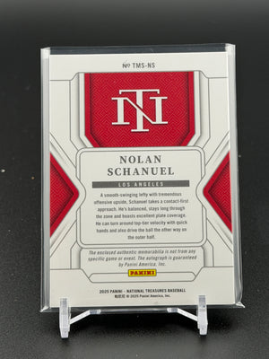 2025 Panini National Treasures #TMS-NS Nolan Schanuel Material Auto Gold #/49