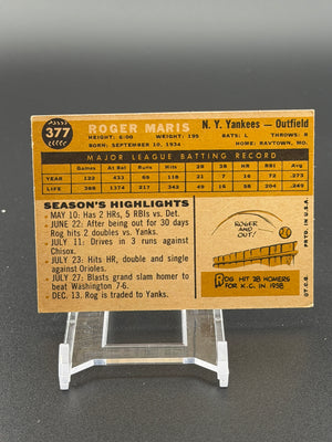 1960 Topps #377 Roger Maris White Back