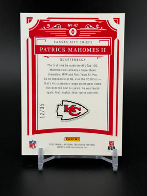 2025 Panini National Treasures #47 Patrick Mahomes II Premium Holo /35