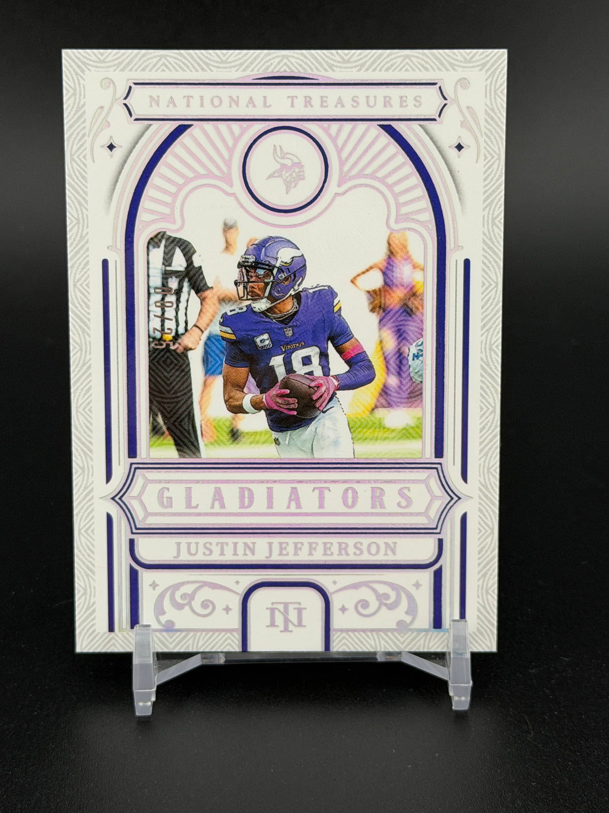 2025 National Treasures #G-JJE Justin Jefferson Gladiators Holo Silver #/25