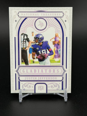 2025 National Treasures #G-JJE Justin Jefferson Gladiators Holo Silver #/25
