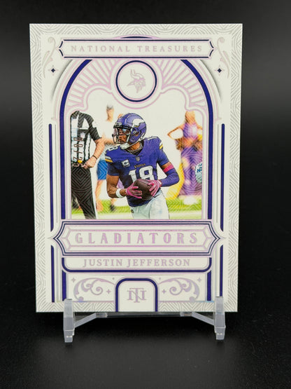 2025 National Treasures #G-JJE Justin Jefferson Gladiators Holo Silver #/25