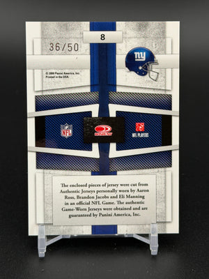 2009 Absolute Aaron Ross / Brandon Jacobs / Eli Manning Trios Materials /50