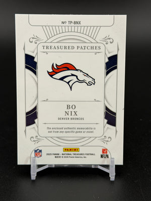 2024 Panini National Treasures #TP-BNX Bo Nix Treasured Patches #/49