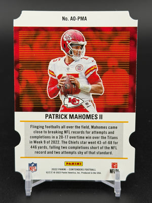 2022 Panini Contenders #AO-PMA Patrick Mahomes II Admit One Die-Cut