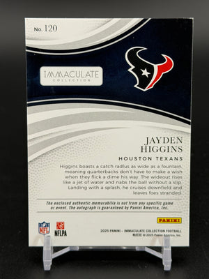 2025 Panini Immaculate Collection #120 Jayden Higgins Gold #/25