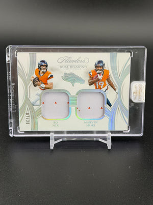 2025 Flawless Bo Nix / Marvin Mims Dual Diamond Memorabilia Silver /20