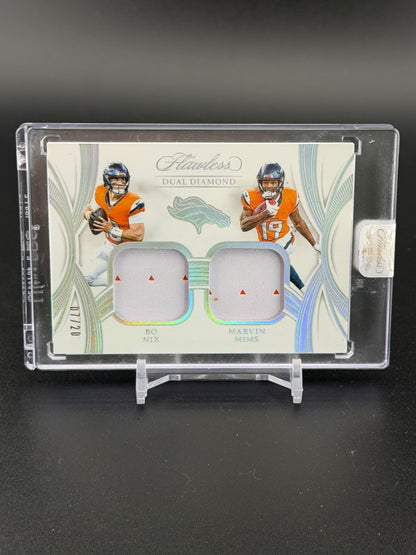 2025 Flawless Bo Nix / Marvin Mims Dual Diamond Memorabilia Silver /20