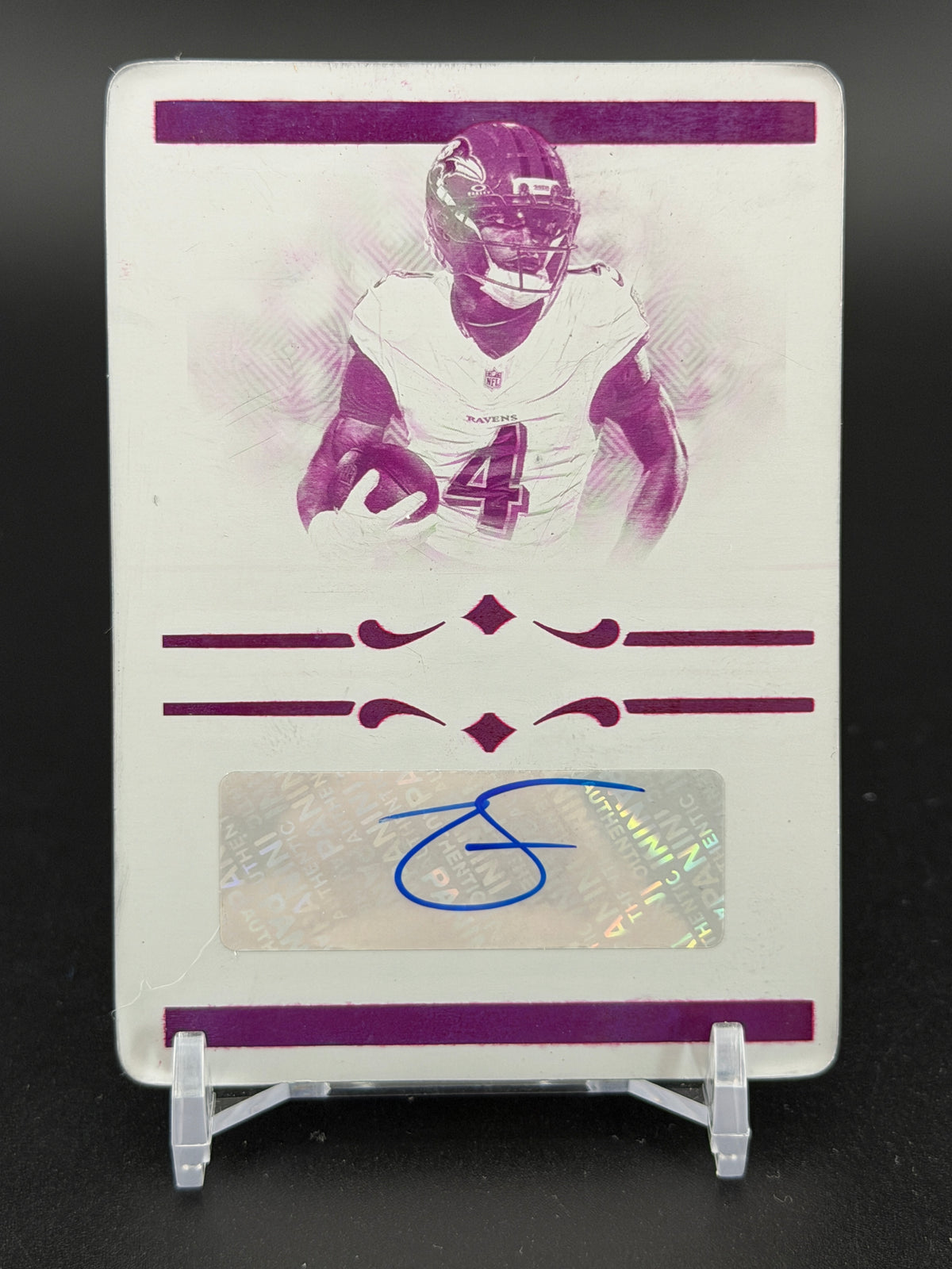 2025 National Treasures Zay Flowers Signatures Printing Plate Magenta 1/1