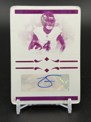 2025 National Treasures Zay Flowers Signatures Printing Plate Magenta 1/1