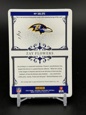 2025 National Treasures Zay Flowers Signatures Printing Plate Magenta 1/1