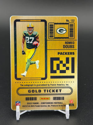 2022 Contenders #132 Romeo Doubs Rookie Gold Ticket Auto /10