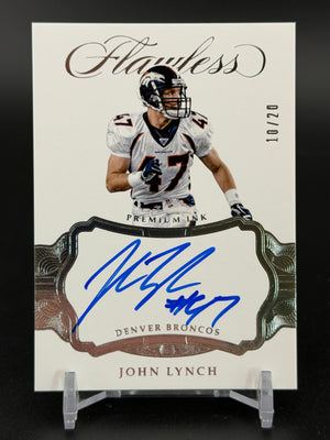 2018 Panini Flawless #PI-LY John Lynch 2017 Flawless Premium Ink Silver #/20
