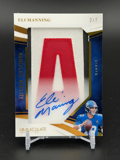 2025 Immaculate NN-EMG Eli Manning Nameplate Nobility "A" Auto /7