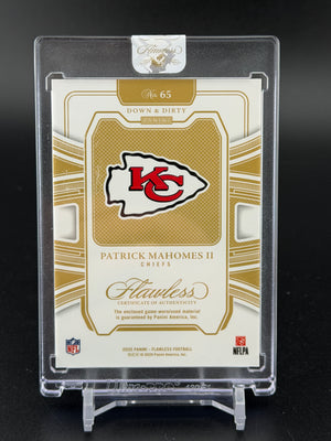 2025 Panini Flawless #65 Patrick Mahomes II Down and Dirty Game Used Jersey /25