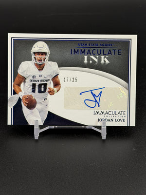 2022 Immaculate Collegiate #IN-JLO Jordan Love Immaculate Ink Blue /25