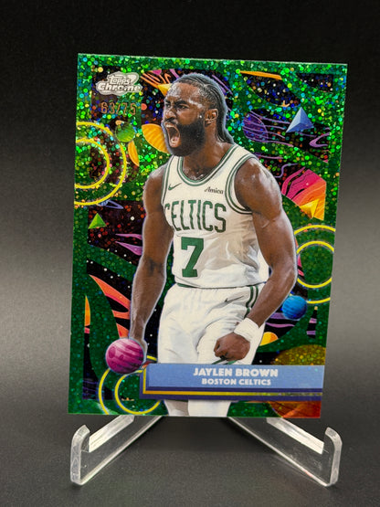 2025-26 Topps Chrome Cosmic #112 Jaylen Brown Green Space Dust Refractor #/75