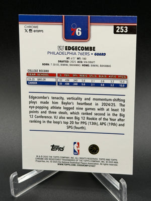 2025-26 Topps Chrome #253 VJ Edgecombe X-Fractor Rookie RC