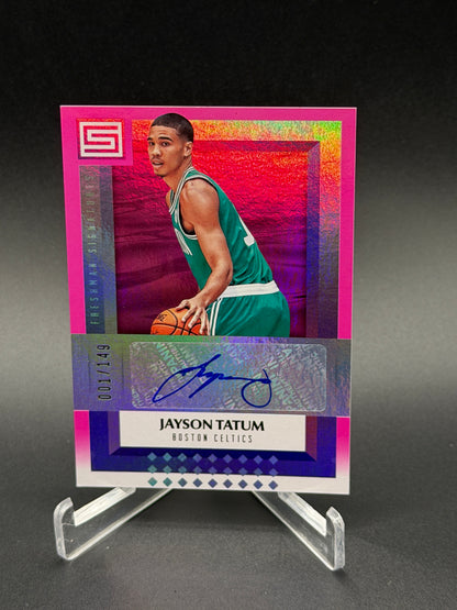 2017-18 Panini Status #FS-JTG Jayson Tatum Freshman Signatures Pink #/149