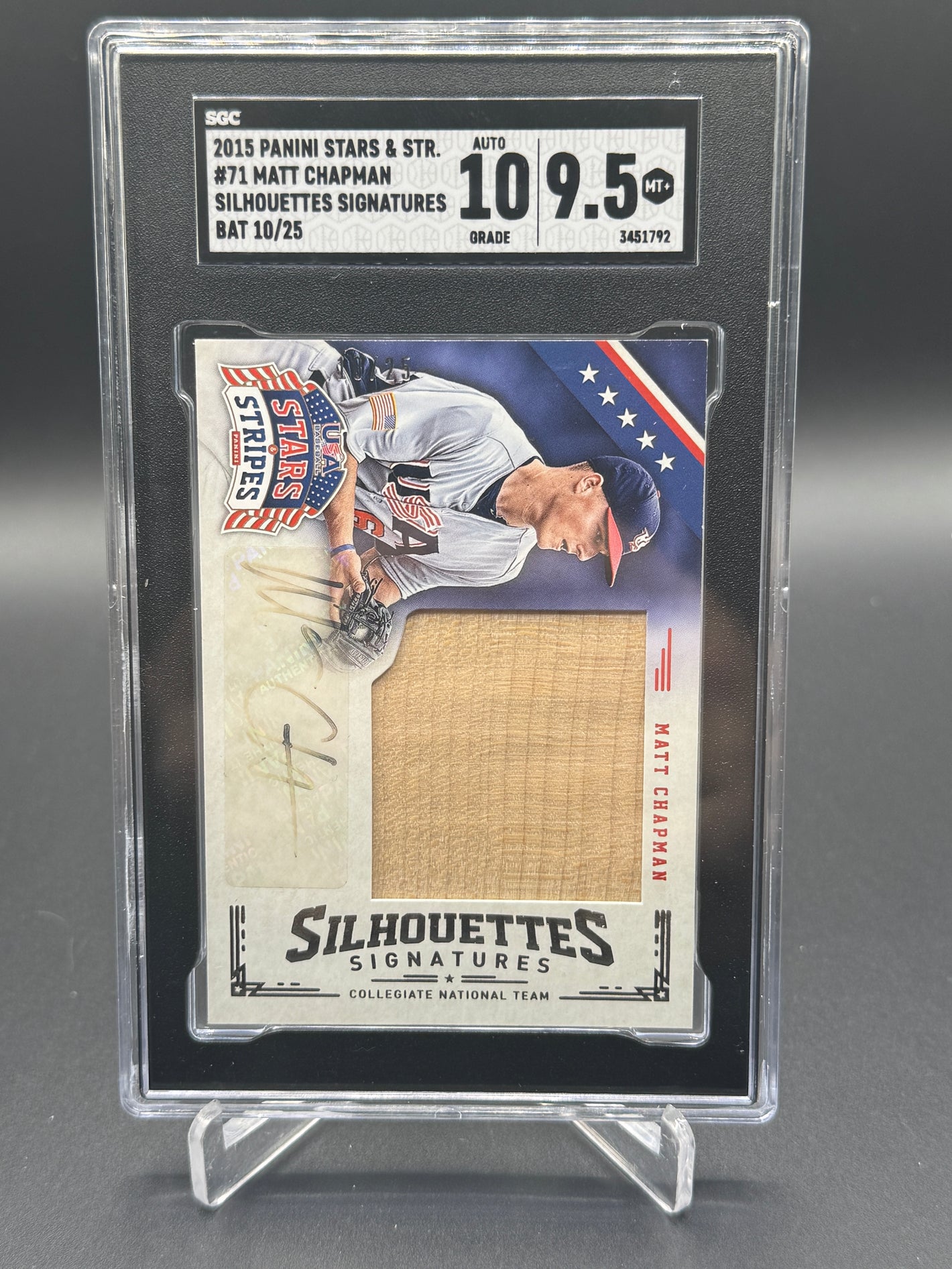 2015 USA Stars Stripes #71 Matt Chapman Silhouettes Auto Bat /25 SGC 9.5