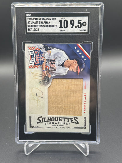 2015 USA Stars Stripes #71 Matt Chapman Silhouettes Auto Bat /25 SGC 9.5