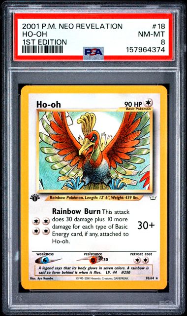 2001 POKEMON NEO REVELATION #18 HO-OH 1ST EDITION PSA 8