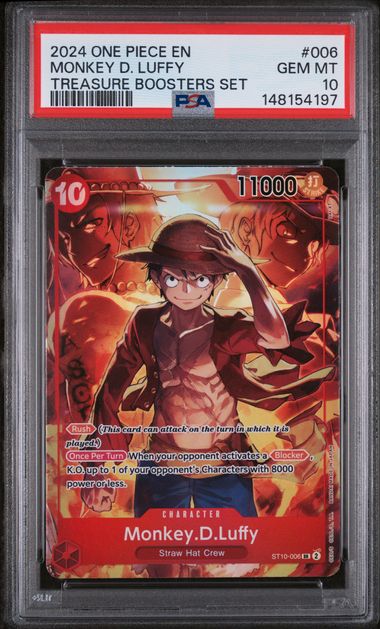 2024 ONE PIECE PROMOS #006 MONKEY D. LUFFY TREASURE BOOSTERS SET PSA 10