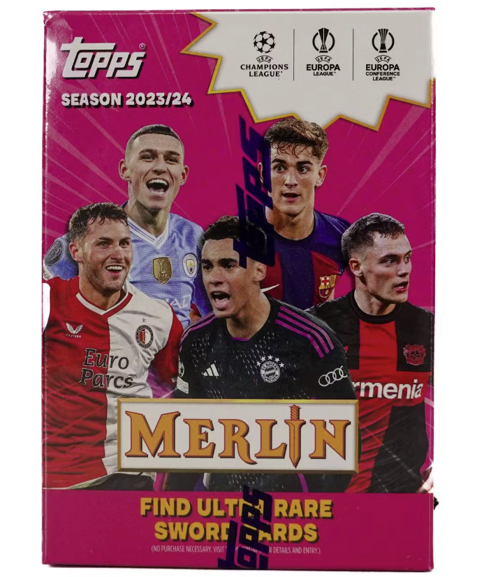 2023/24 Topps Chrome Merlin UEFA Club Competitions Soccer 7-Pack Blaster Box