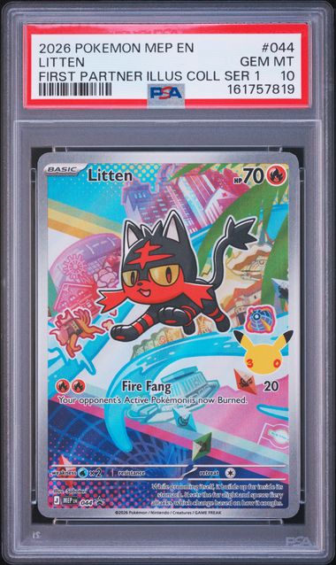 2026 POKEMON MEP EN-ME BLACK STAR PROMO #044 LITTEN FIRST PARTNER ILLUS COLL SER 1 PSA 10