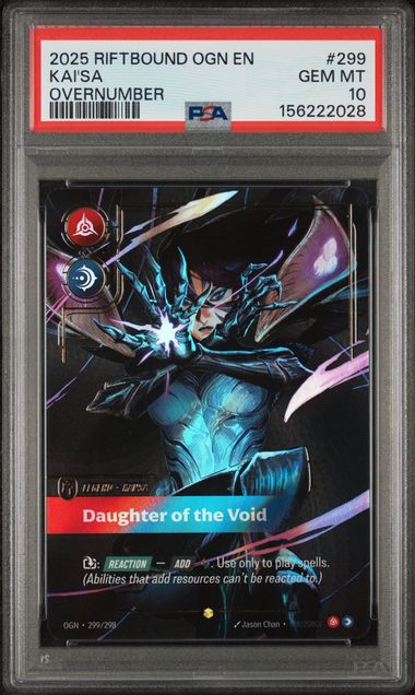 2025 RIFTBOUND: LEAGUE OF LEGENDS OGN-ORIGINS #299 KAI'SA OVERNUMBER PSA 10